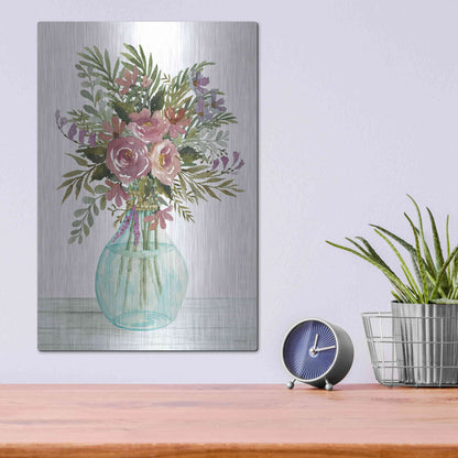 Luxe Metal Art 'Purple Blush Bouquet I' by Cindy Jacobs, Metal Wall Art,12x16