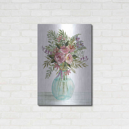 Luxe Metal Art 'Purple Blush Bouquet I' by Cindy Jacobs, Metal Wall Art,24x36