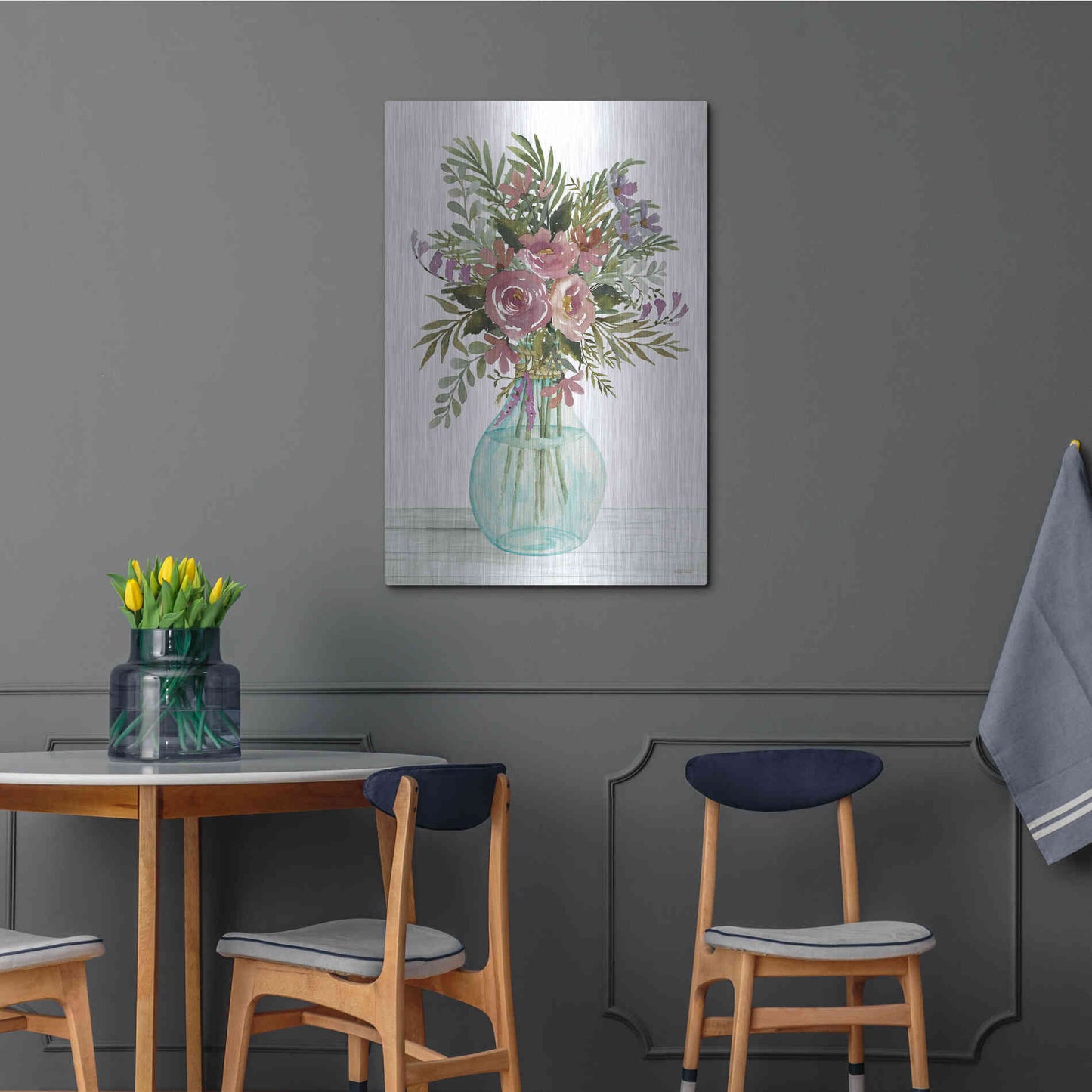 Luxe Metal Art 'Purple Blush Bouquet I' by Cindy Jacobs, Metal Wall Art,24x36