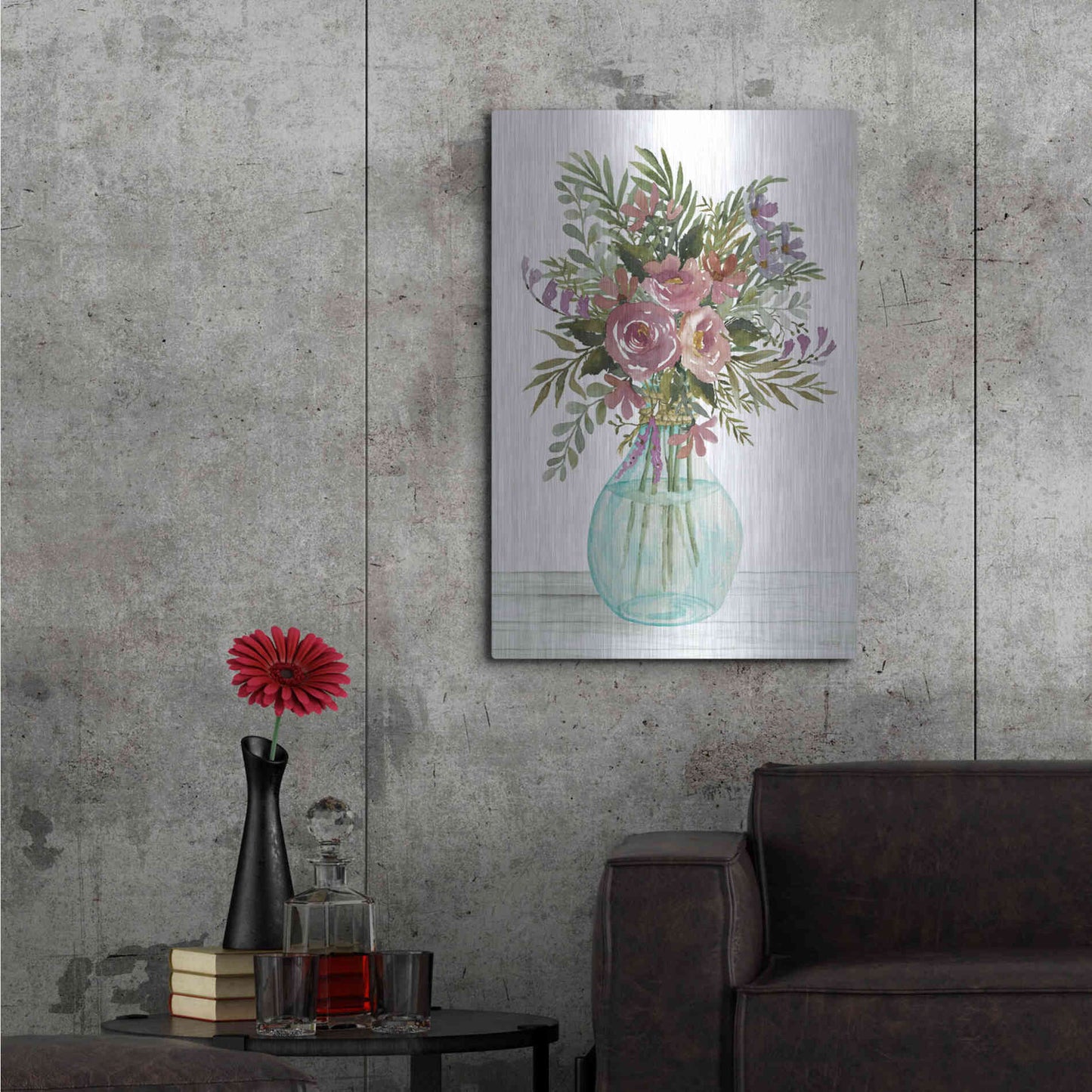 Luxe Metal Art 'Purple Blush Bouquet I' by Cindy Jacobs, Metal Wall Art,24x36