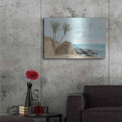 Luxe Metal Art 'Wild & Free Just Like The Sea' by Cindy Jacobs, Metal Wall Art,36x24