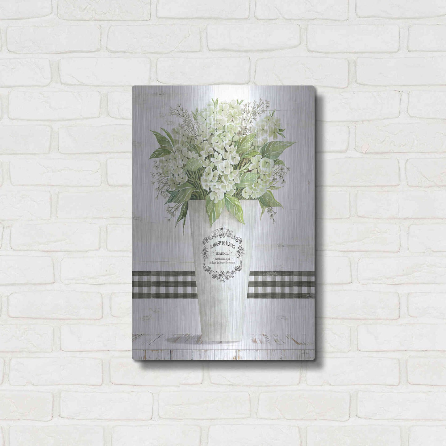 Luxe Metal Art 'White Hydrangea' by Cindy Jacobs, Metal Wall Art,16x24