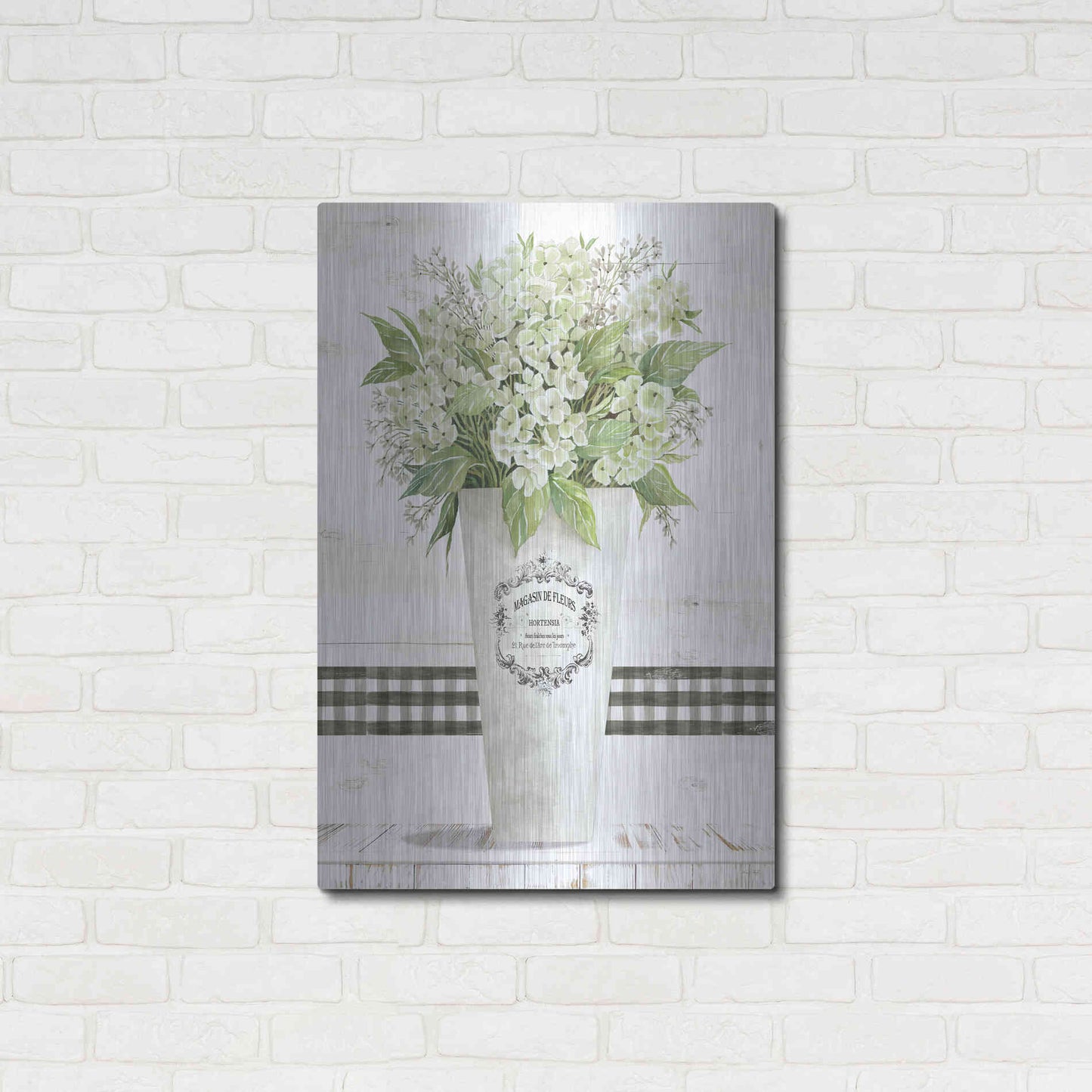 Luxe Metal Art 'White Hydrangea' by Cindy Jacobs, Metal Wall Art,24x36