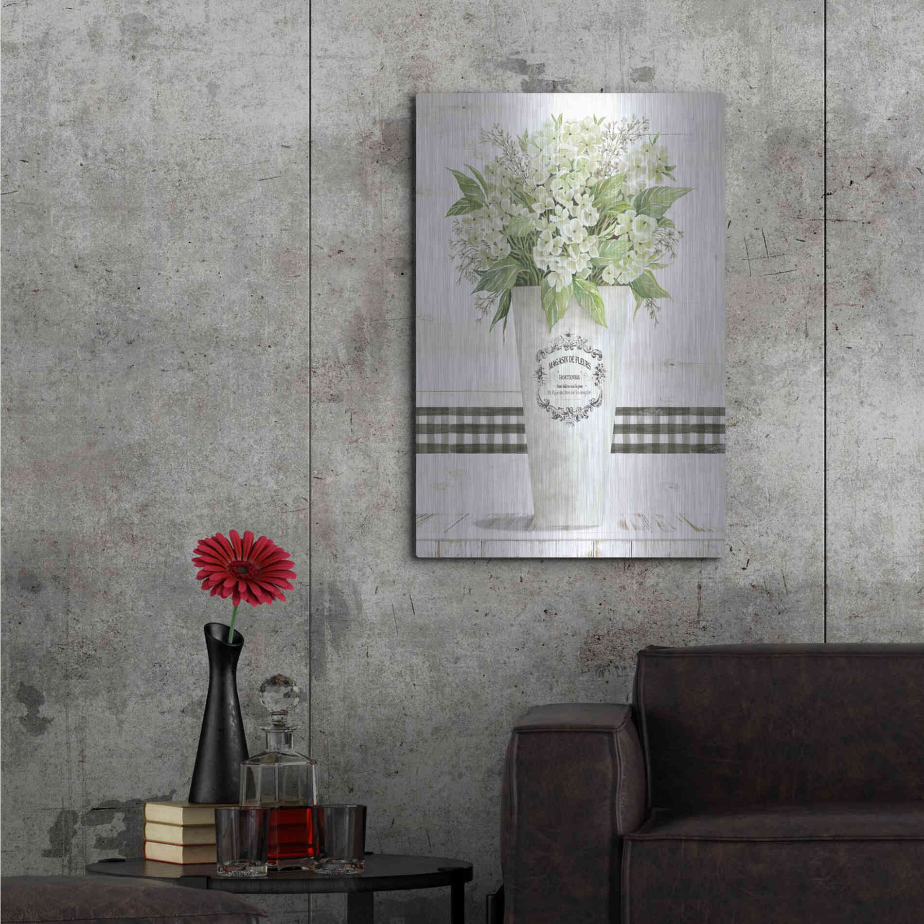 Luxe Metal Art 'White Hydrangea' by Cindy Jacobs, Metal Wall Art,24x36