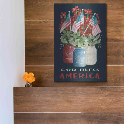 Luxe Metal Art 'God Bless America Floral' by Cindy Jacobs, Metal Wall Art,12x16