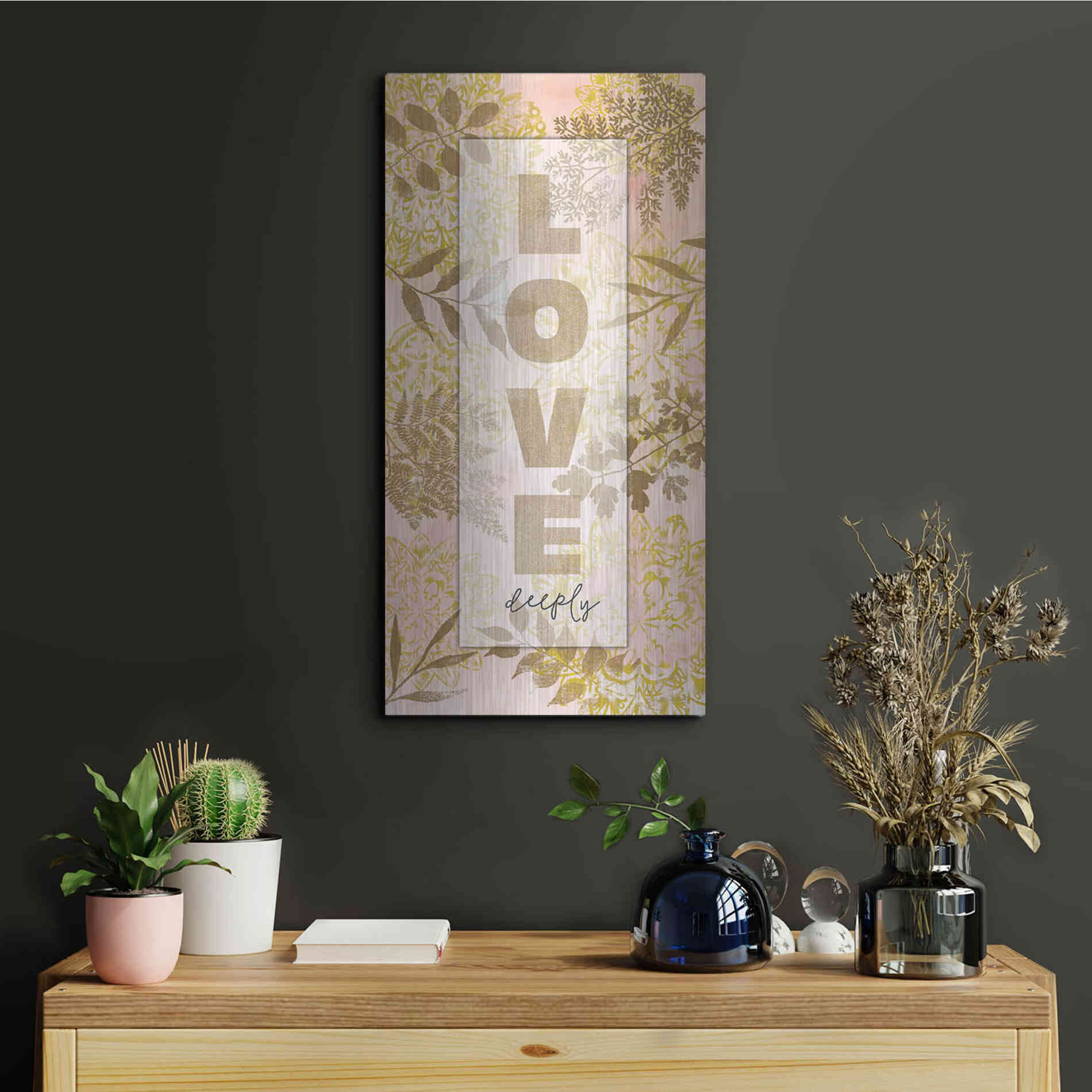 Luxe Metal Art 'Love Deeply' by Cindy Jacobs, Metal Wall Art,12x24