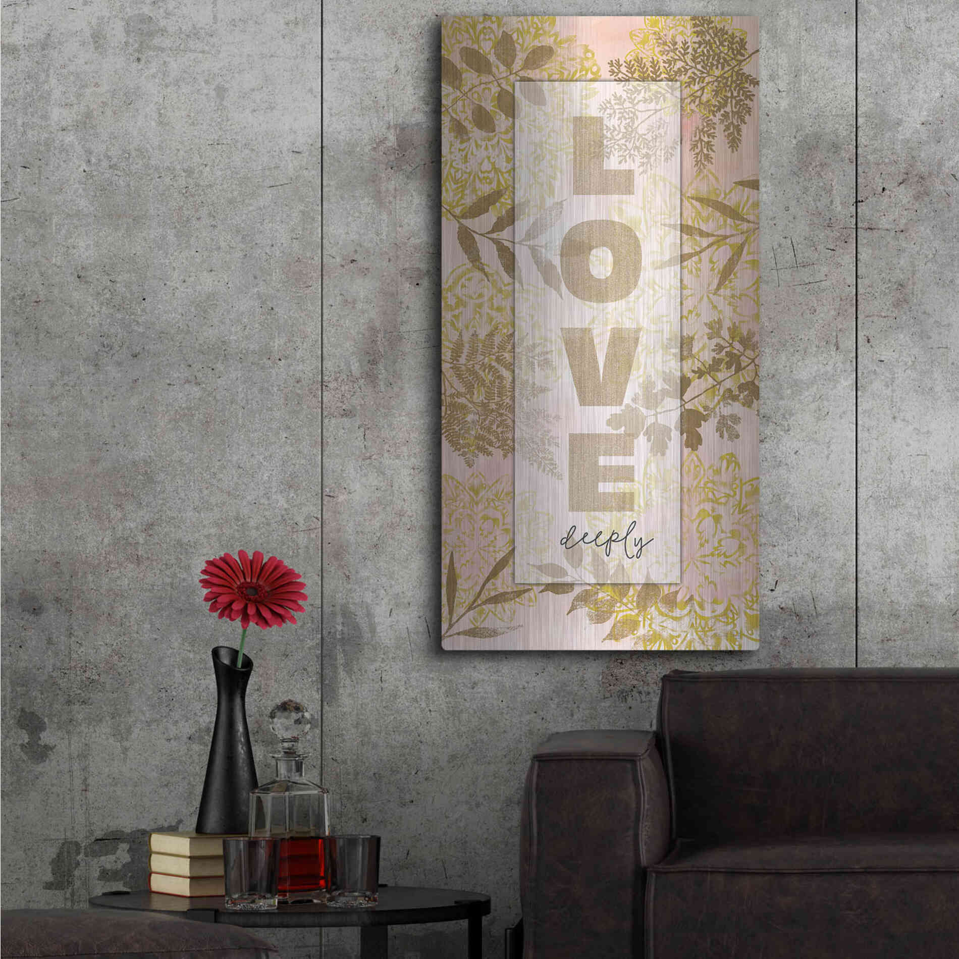 Luxe Metal Art 'Love Deeply' by Cindy Jacobs, Metal Wall Art,24x48