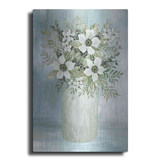 Luxe Metal Art 'White Blooms I' by Cindy Jacobs, Metal Wall Art