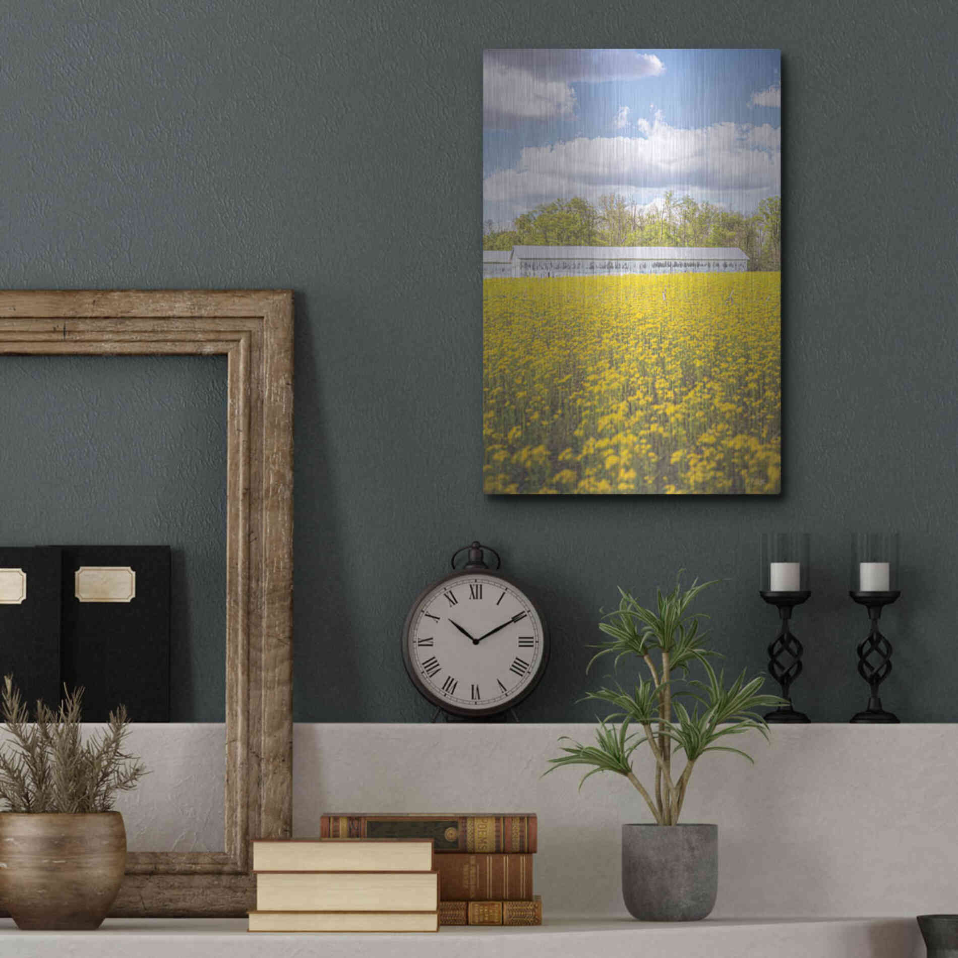 Luxe Metal Art 'Field Of Yellow I' by Donnie Quillen, Metal Wall Art,12x16