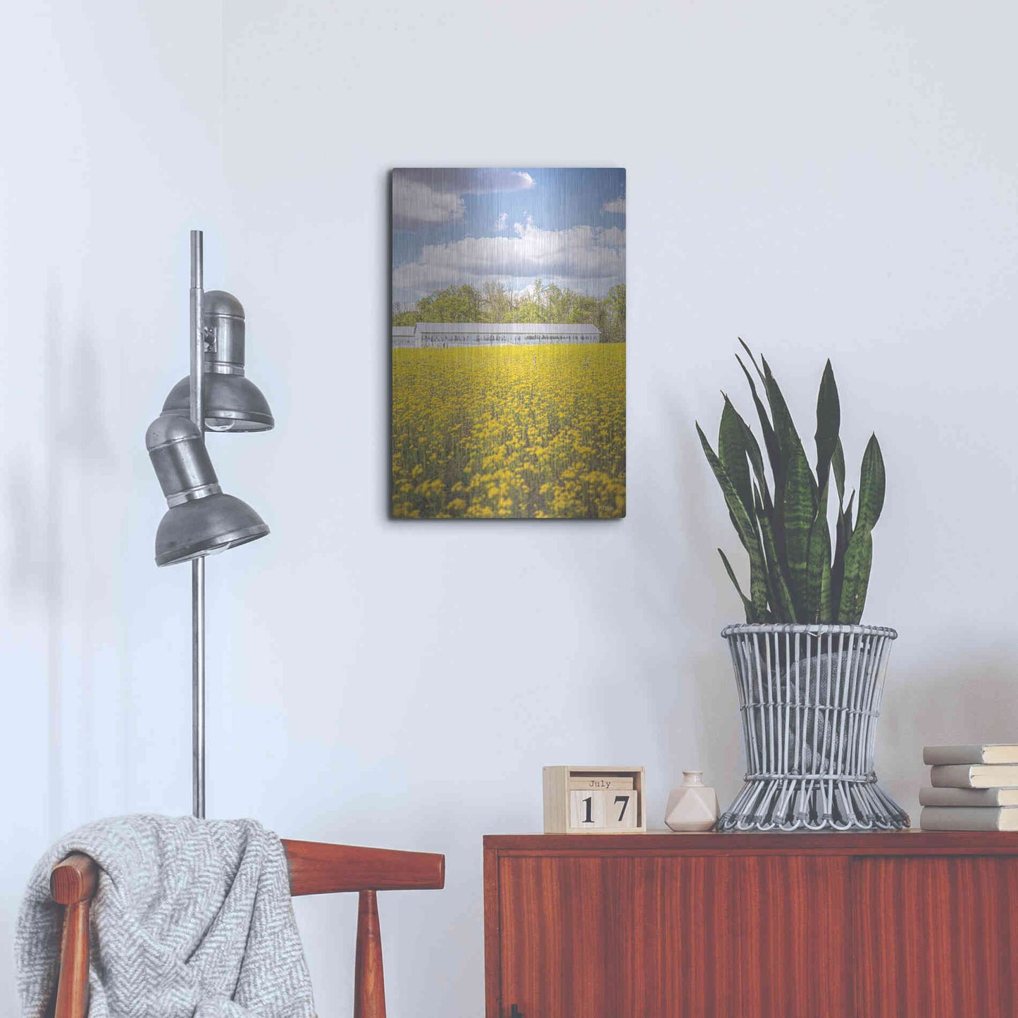 Luxe Metal Art 'Field Of Yellow I' by Donnie Quillen, Metal Wall Art,16x24