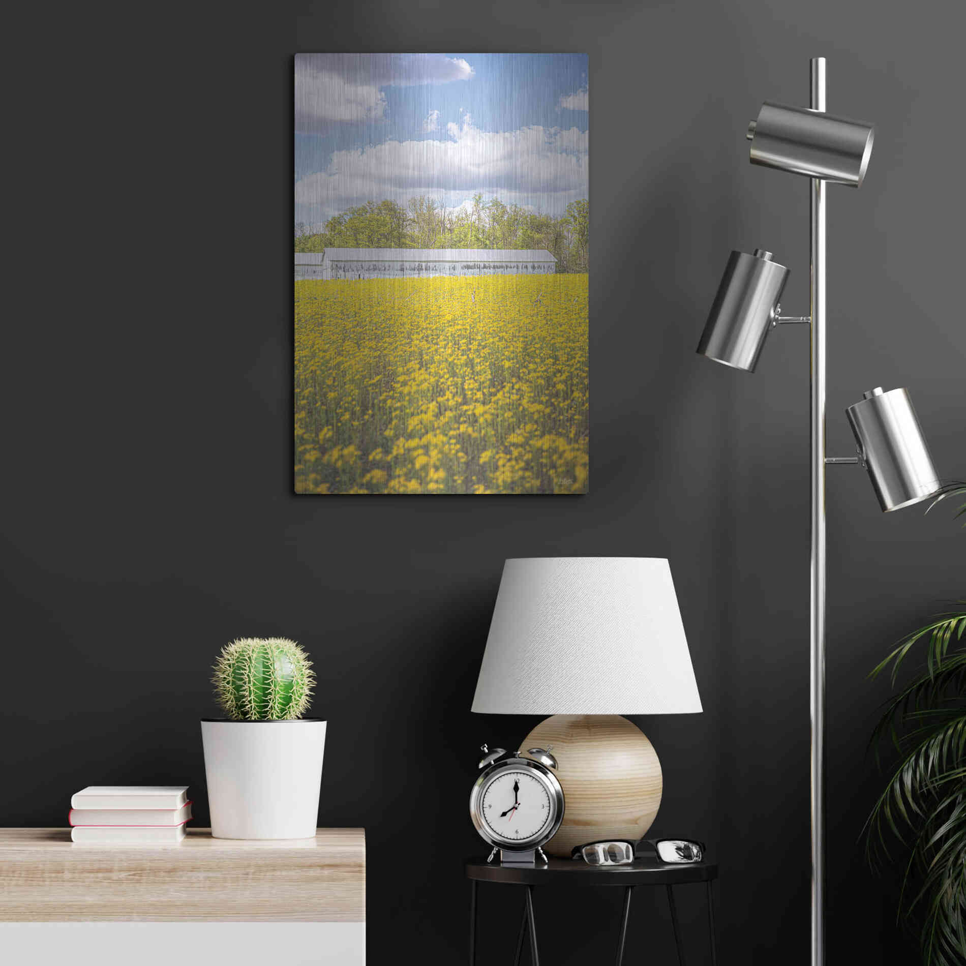 Luxe Metal Art 'Field Of Yellow I' by Donnie Quillen, Metal Wall Art,16x24