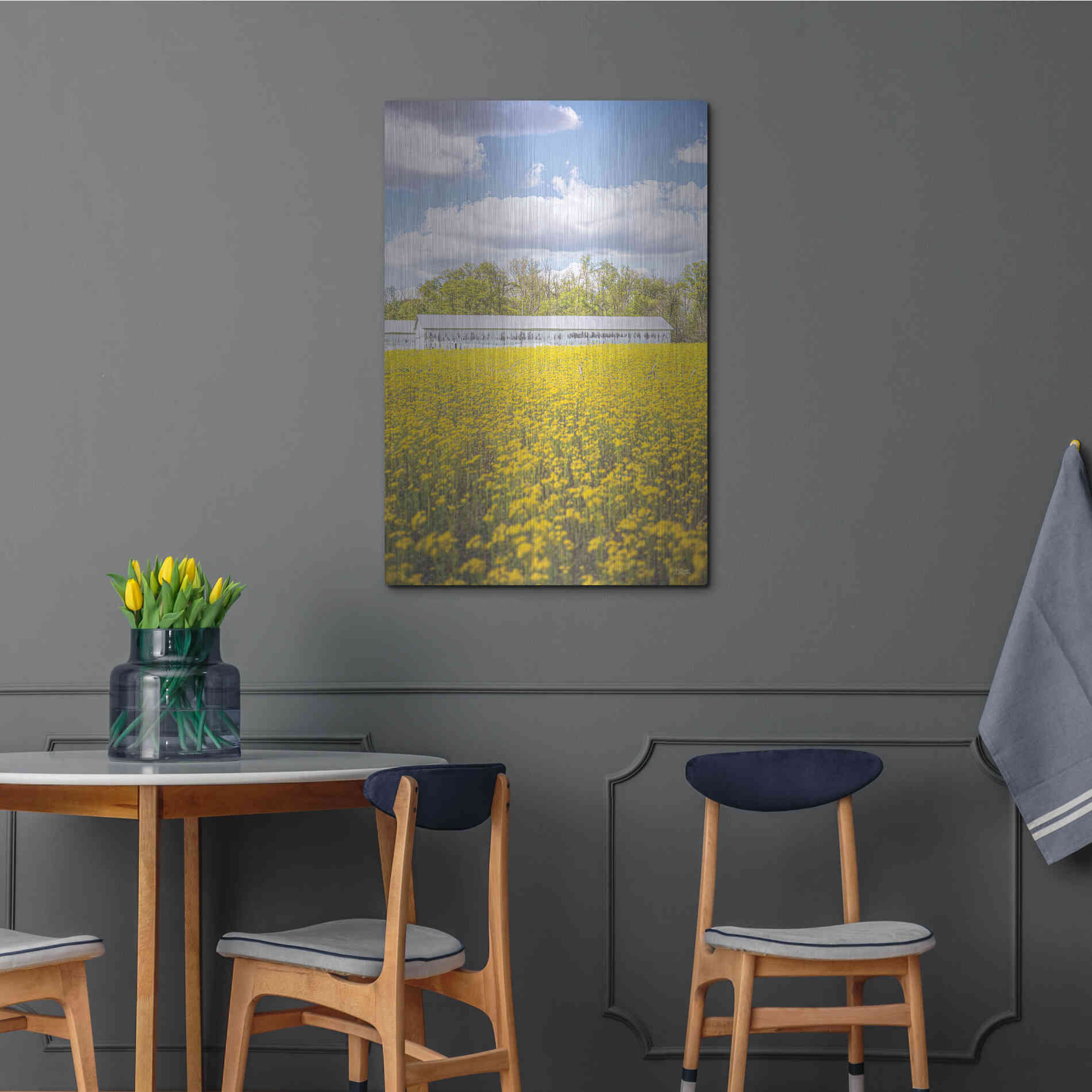 Luxe Metal Art 'Field Of Yellow I' by Donnie Quillen, Metal Wall Art,24x36