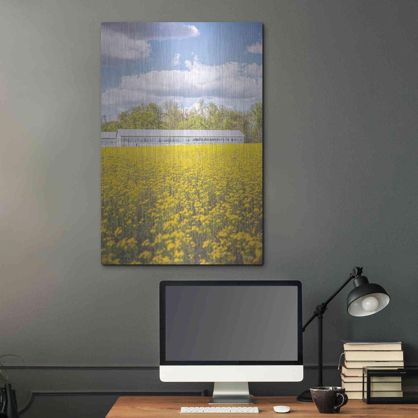 Luxe Metal Art 'Field Of Yellow I' by Donnie Quillen, Metal Wall Art,24x36