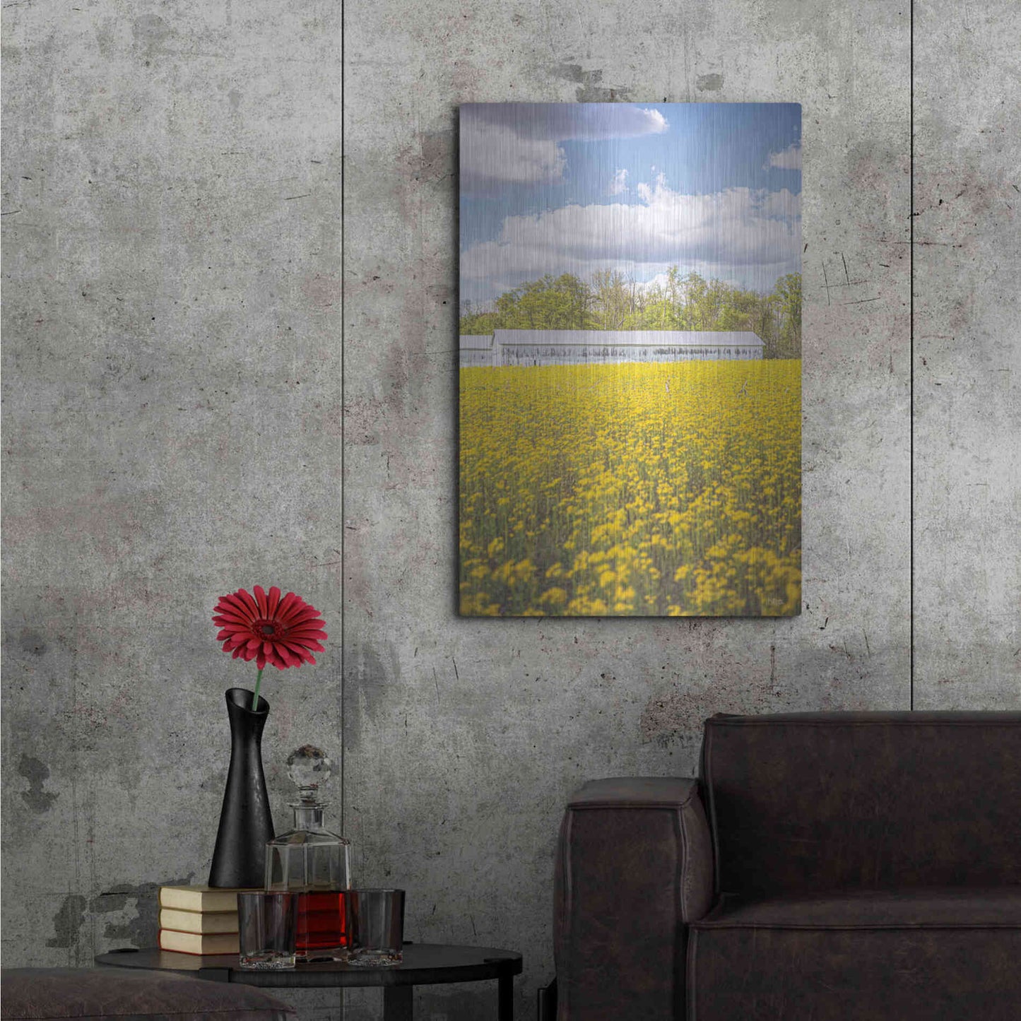 Luxe Metal Art 'Field Of Yellow I' by Donnie Quillen, Metal Wall Art,24x36