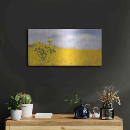 Luxe Metal Art 'Field Of Yellow II' by Donnie Quillen, Metal Wall Art,24x12