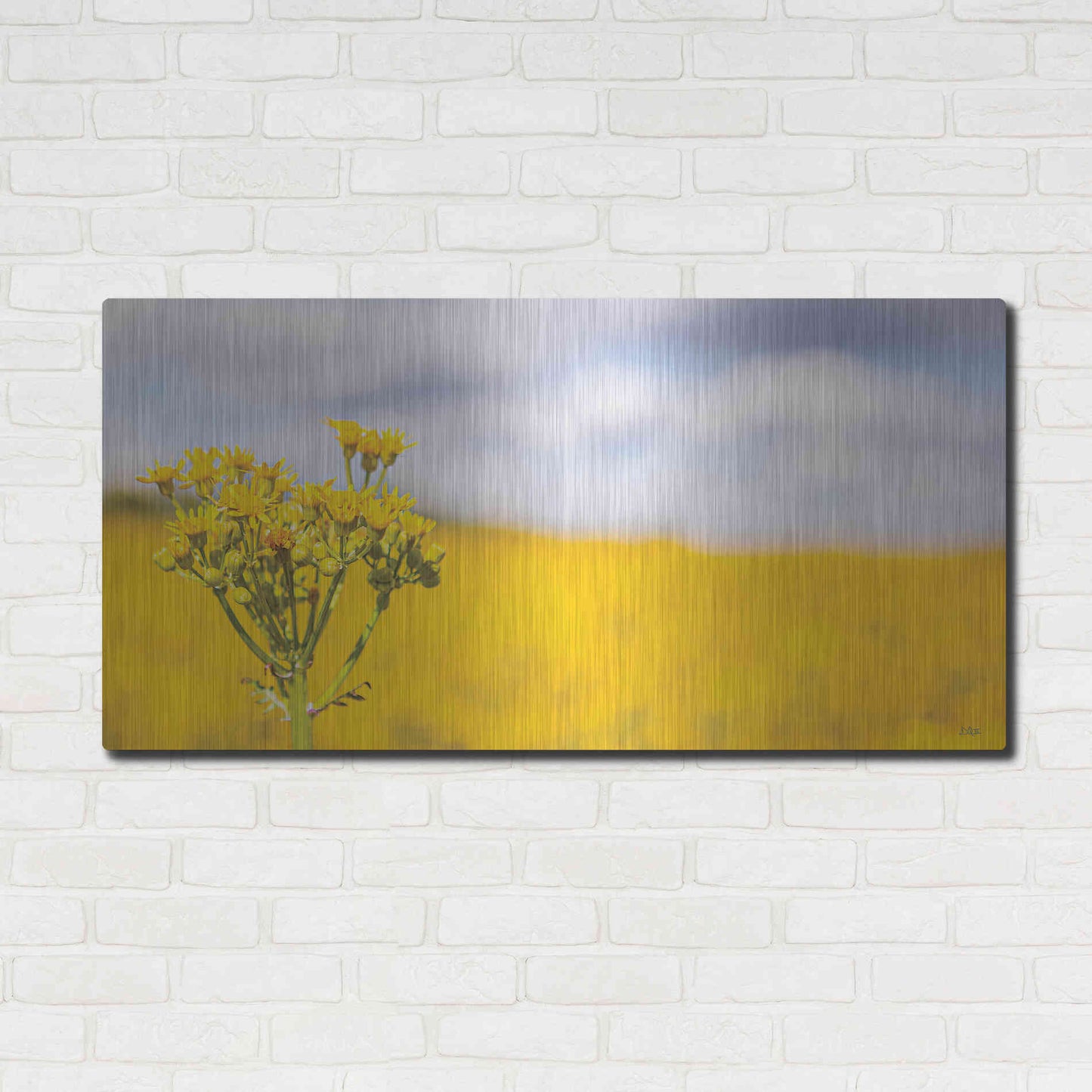 Luxe Metal Art 'Field Of Yellow II' by Donnie Quillen, Metal Wall Art,48x24
