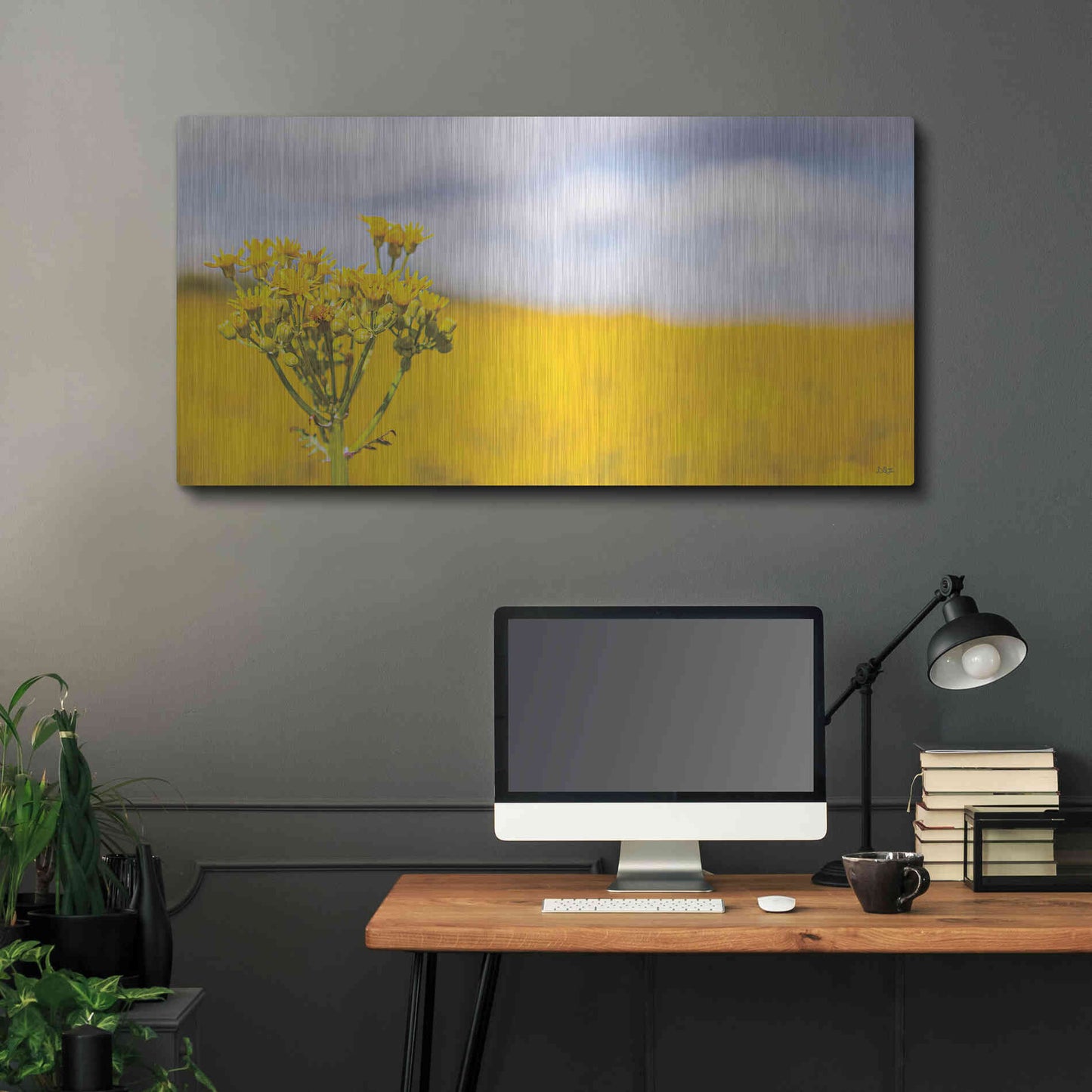 Luxe Metal Art 'Field Of Yellow II' by Donnie Quillen, Metal Wall Art,48x24
