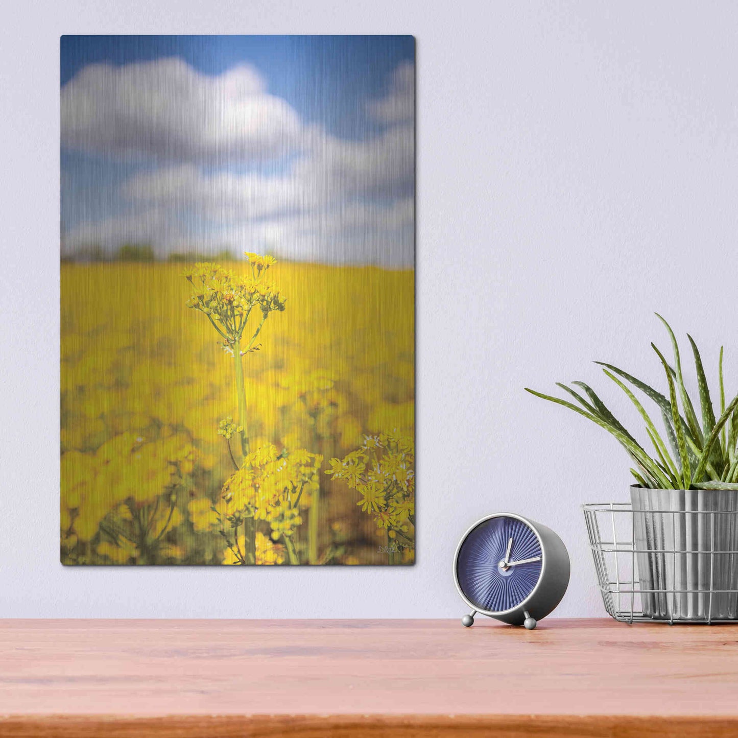 Luxe Metal Art 'Field Of Yellow III' by Donnie Quillen, Metal Wall Art,12x16