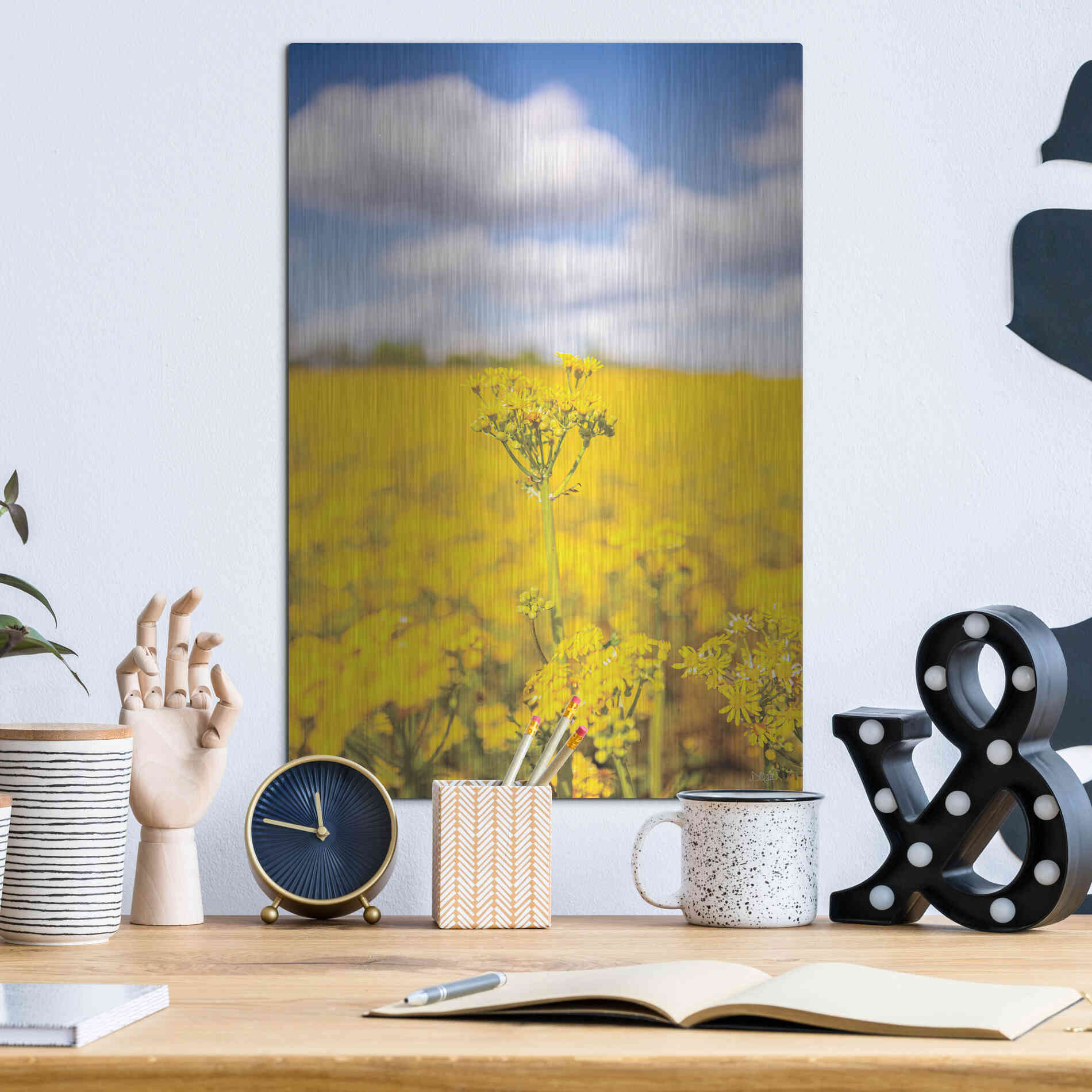 Luxe Metal Art 'Field Of Yellow III' by Donnie Quillen, Metal Wall Art,12x16