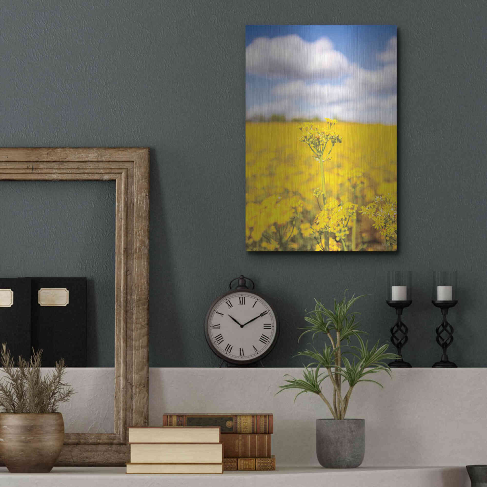 Luxe Metal Art 'Field Of Yellow III' by Donnie Quillen, Metal Wall Art,12x16