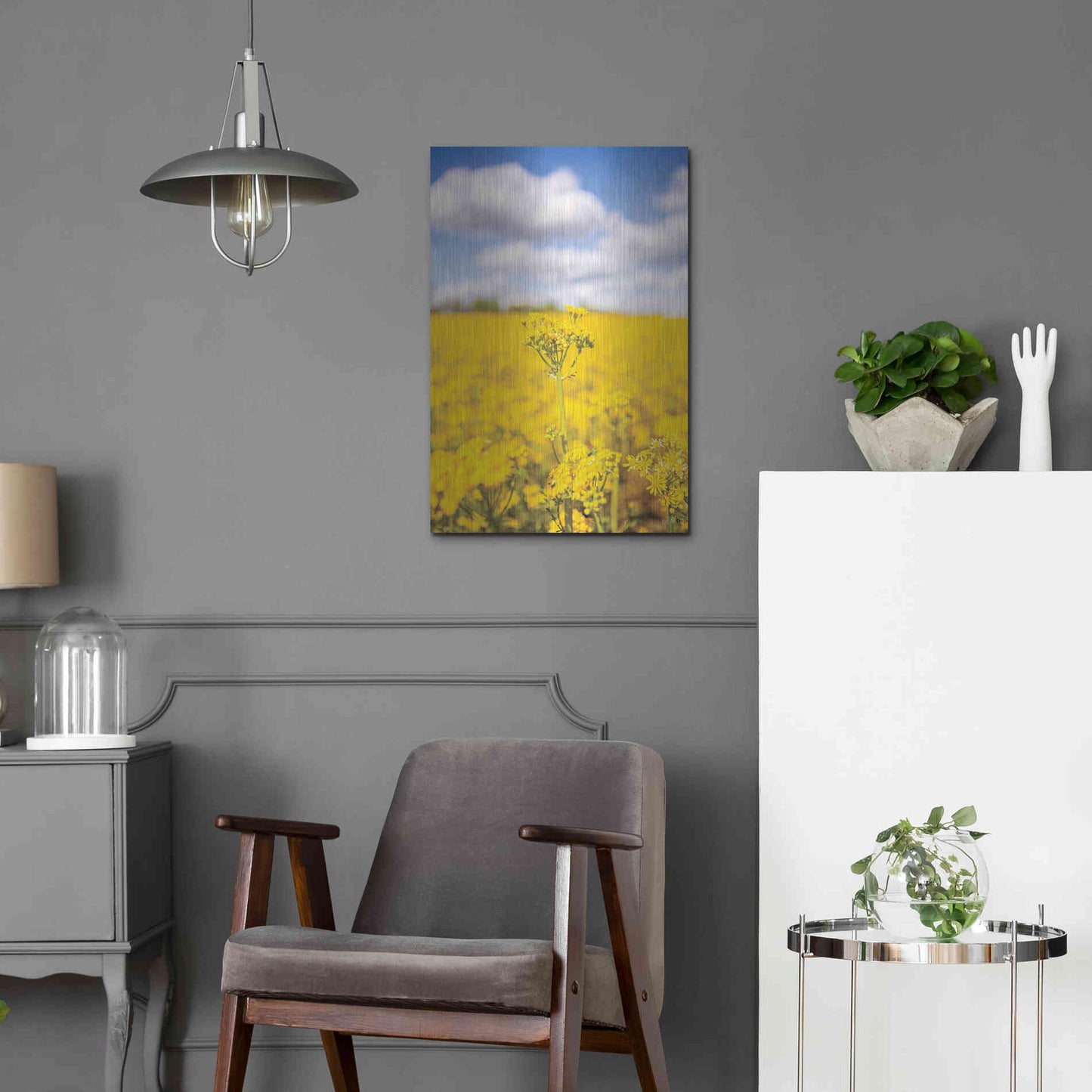 Luxe Metal Art 'Field Of Yellow III' by Donnie Quillen, Metal Wall Art,16x24