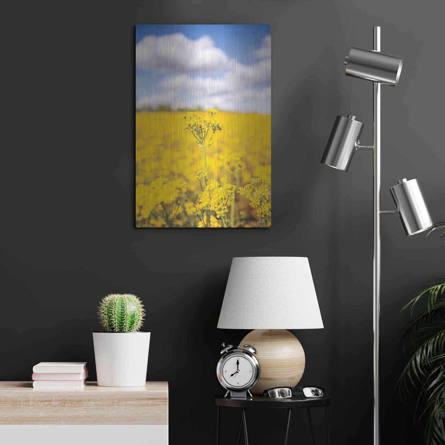 Luxe Metal Art 'Field Of Yellow III' by Donnie Quillen, Metal Wall Art,16x24