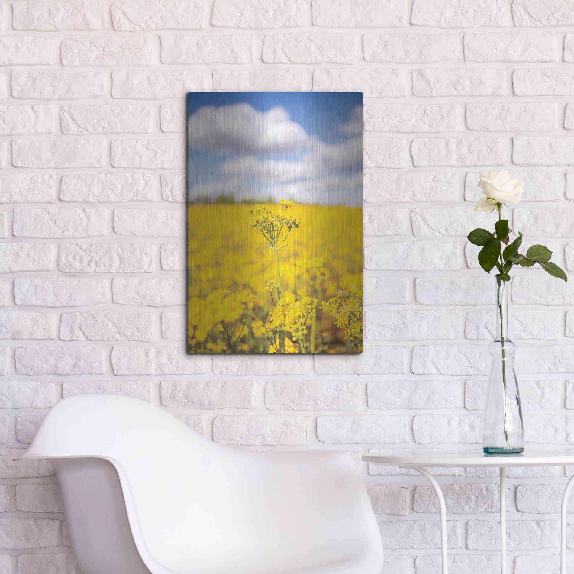 Luxe Metal Art 'Field Of Yellow III' by Donnie Quillen, Metal Wall Art,16x24
