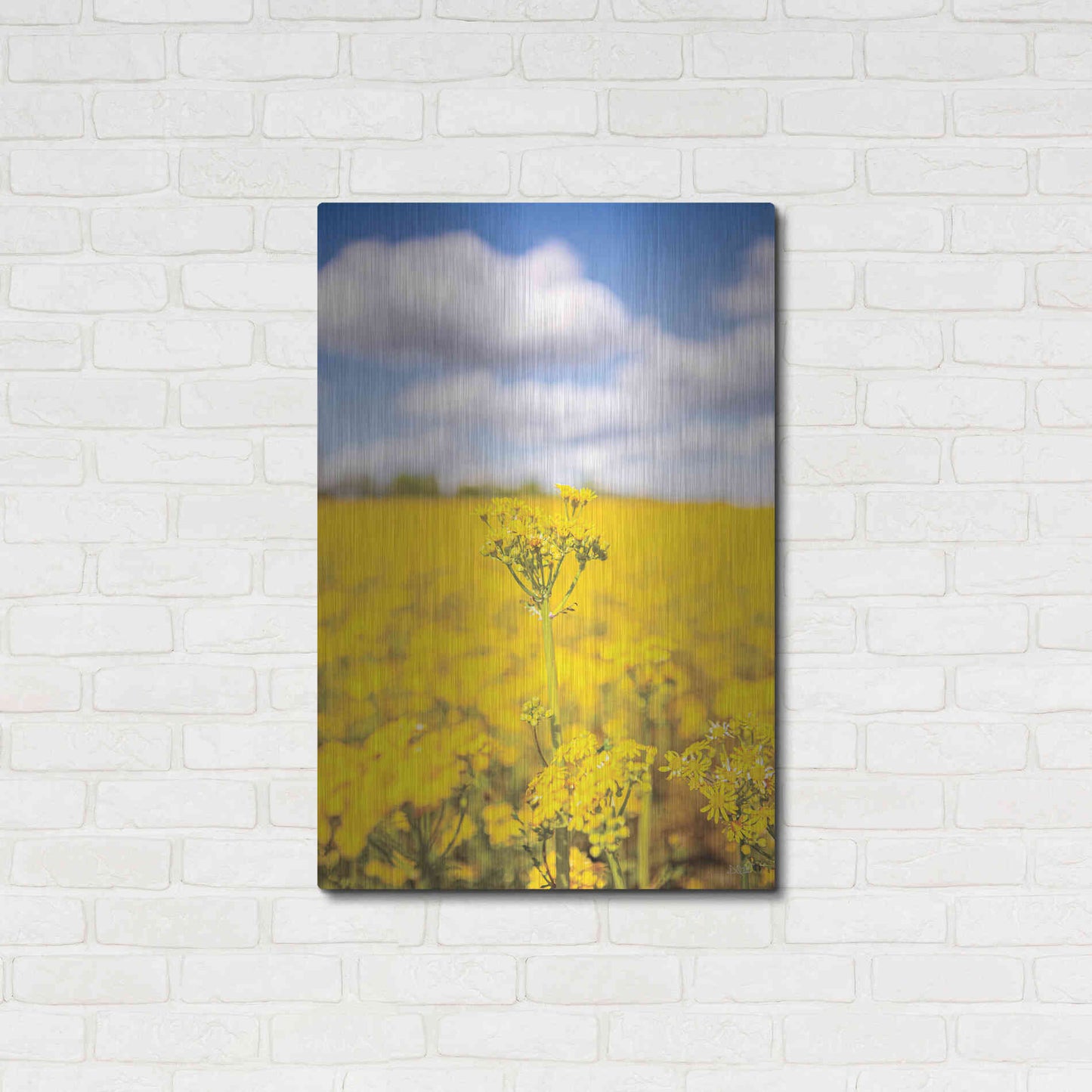 Luxe Metal Art 'Field Of Yellow III' by Donnie Quillen, Metal Wall Art,24x36