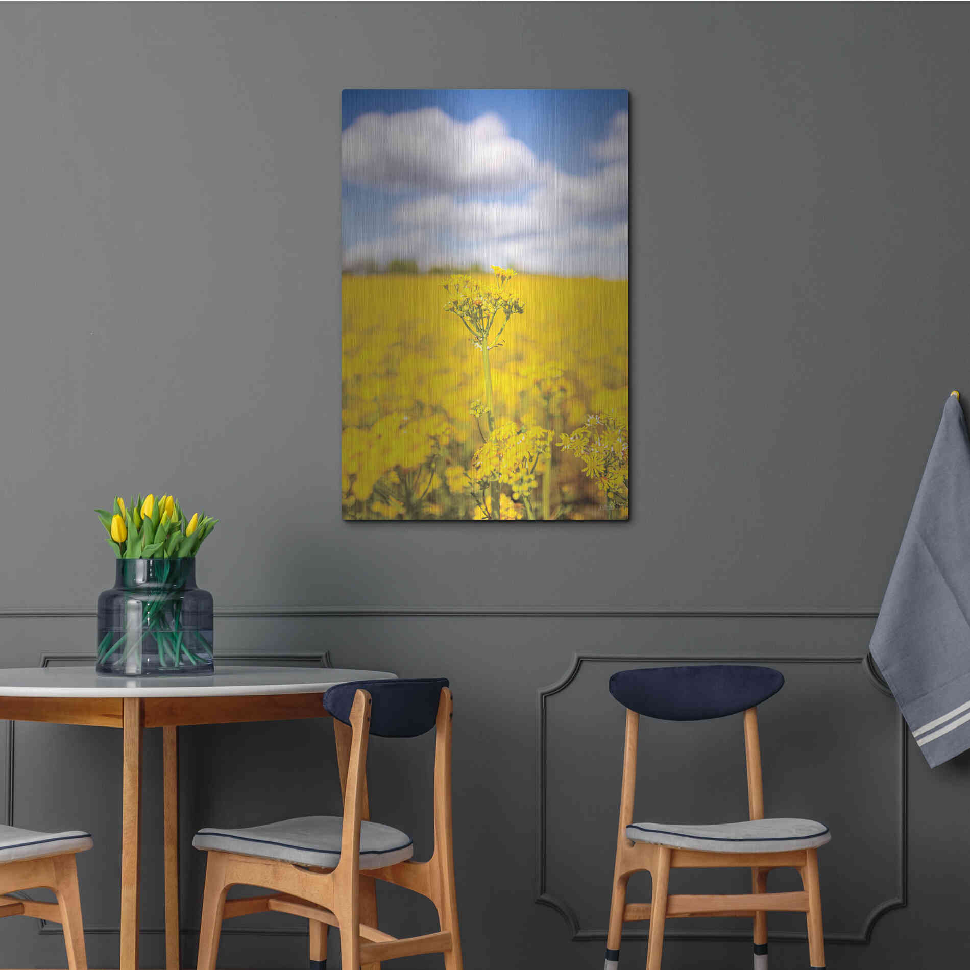 Luxe Metal Art 'Field Of Yellow III' by Donnie Quillen, Metal Wall Art,24x36