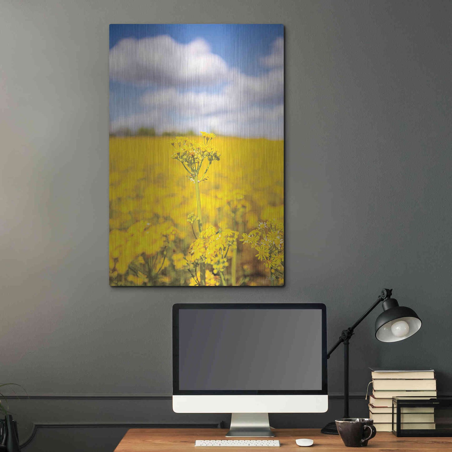 Luxe Metal Art 'Field Of Yellow III' by Donnie Quillen, Metal Wall Art,24x36