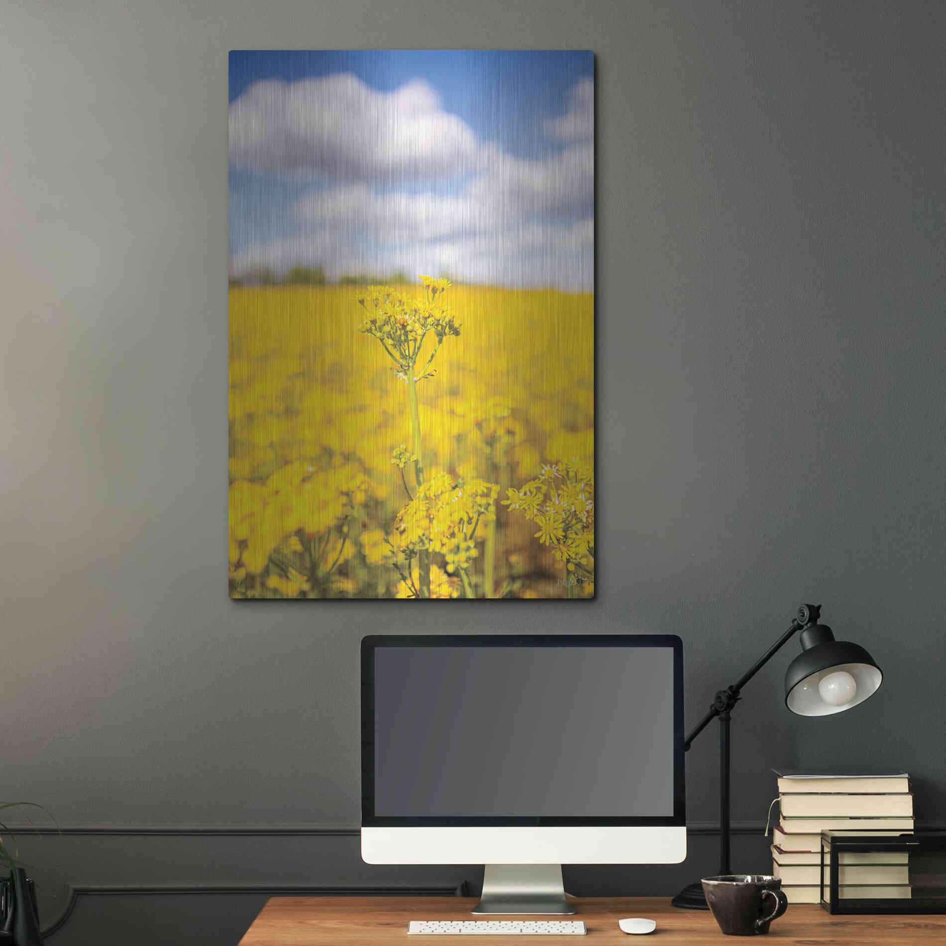 Luxe Metal Art 'Field Of Yellow III' by Donnie Quillen, Metal Wall Art,24x36