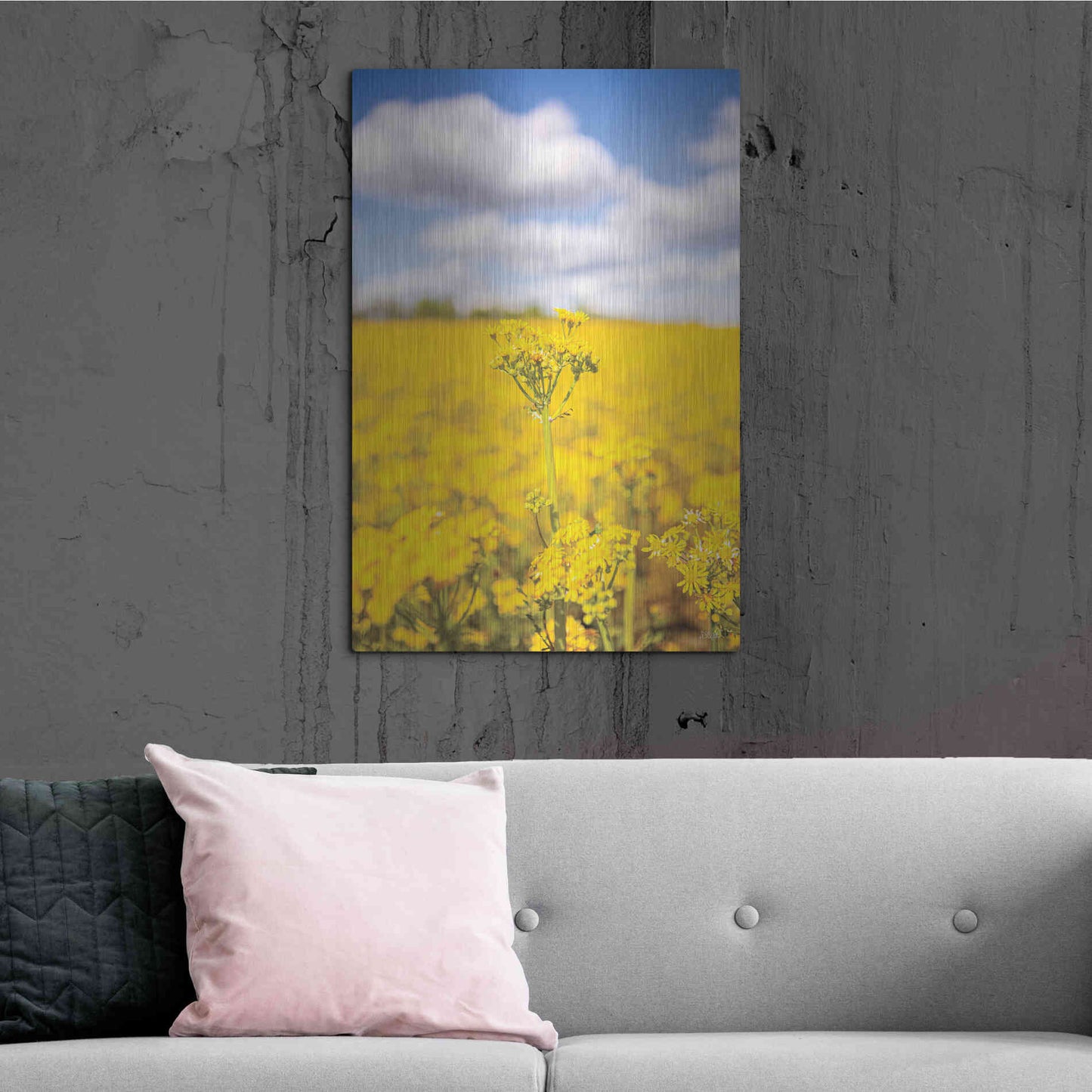 Luxe Metal Art 'Field Of Yellow III' by Donnie Quillen, Metal Wall Art,24x36