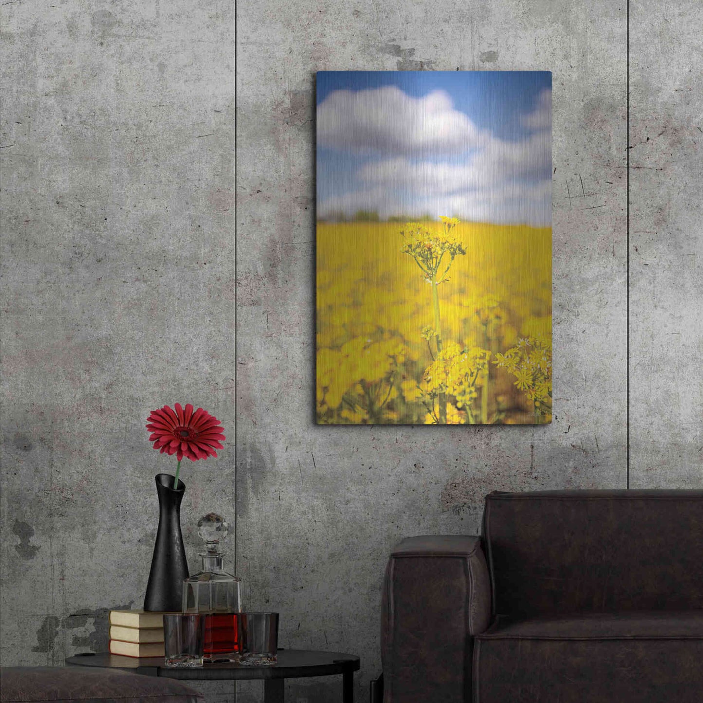 Luxe Metal Art 'Field Of Yellow III' by Donnie Quillen, Metal Wall Art,24x36