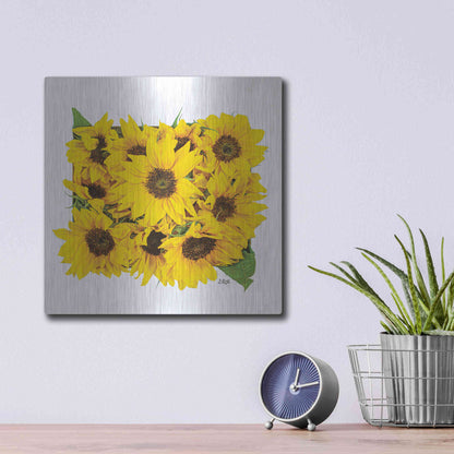 Luxe Metal Art 'Sunflower Bouquet' by Donnie Quillen, Metal Wall Art,12x12