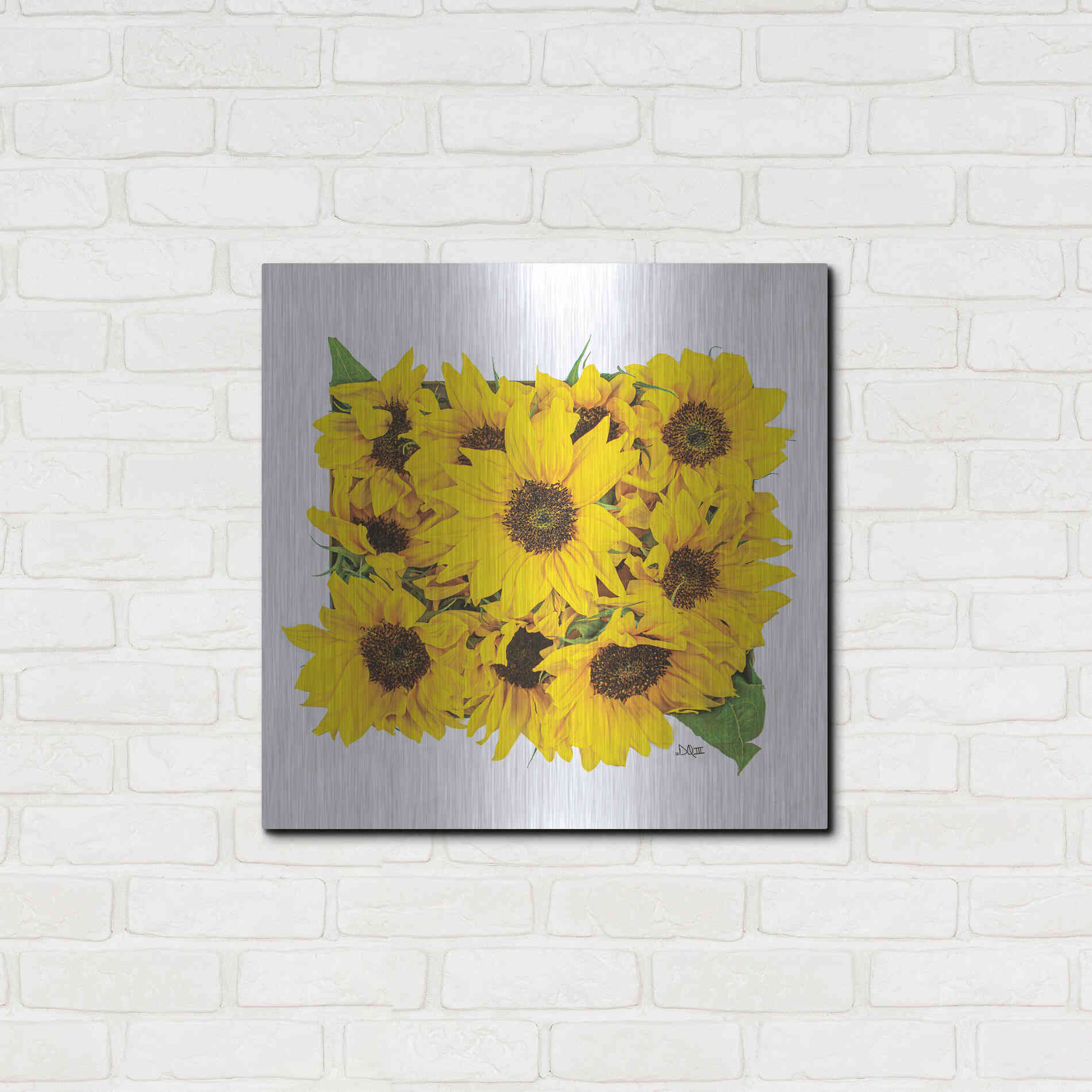 Luxe Metal Art 'Sunflower Bouquet' by Donnie Quillen, Metal Wall Art,24x24