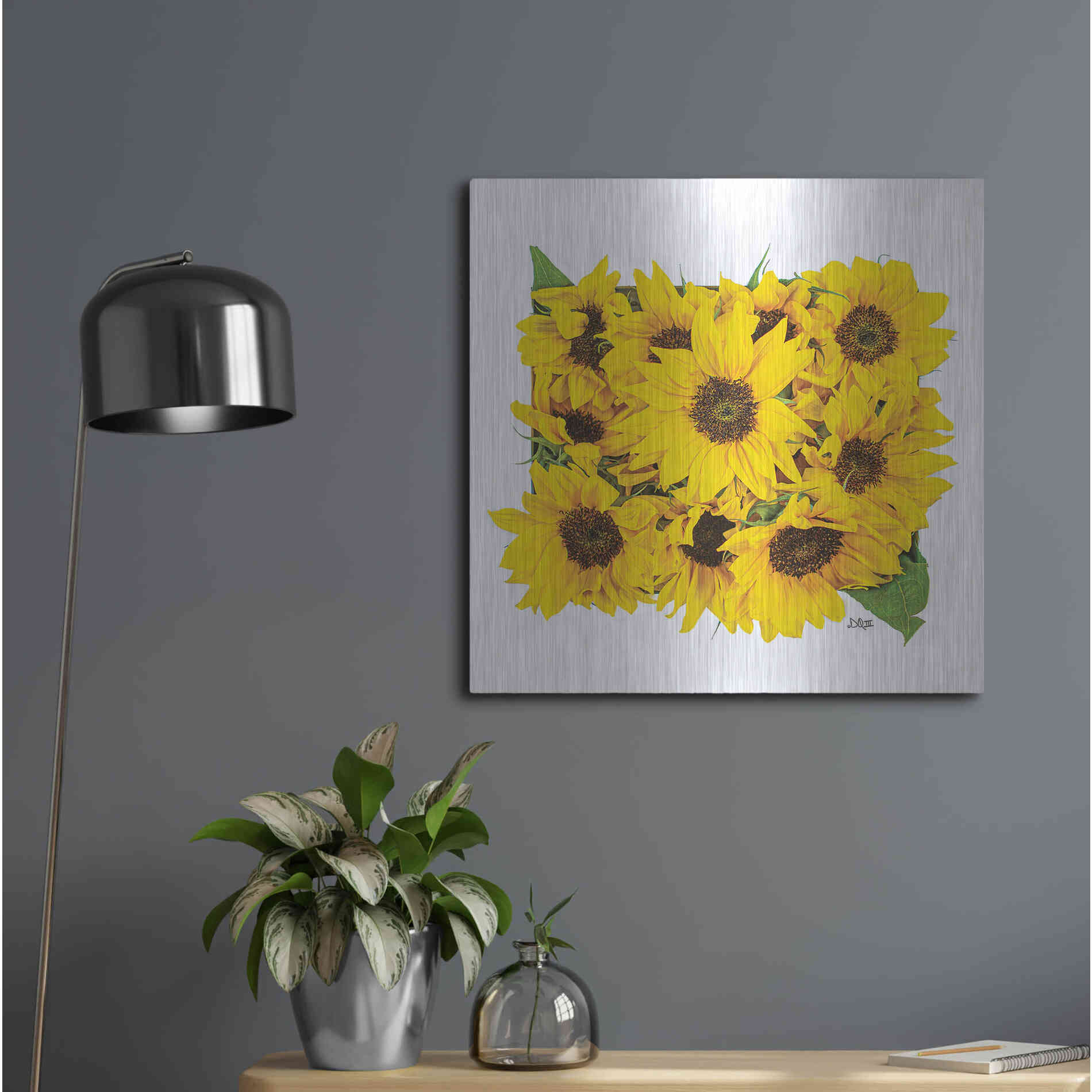 Luxe Metal Art 'Sunflower Bouquet' by Donnie Quillen, Metal Wall Art,24x24