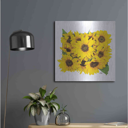 Luxe Metal Art 'Sunflower Bouquet' by Donnie Quillen, Metal Wall Art,24x24