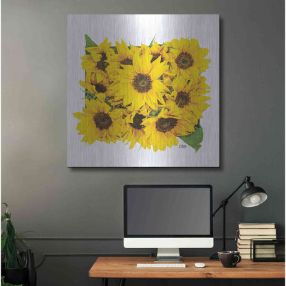 Luxe Metal Art 'Sunflower Bouquet' by Donnie Quillen, Metal Wall Art,36x36