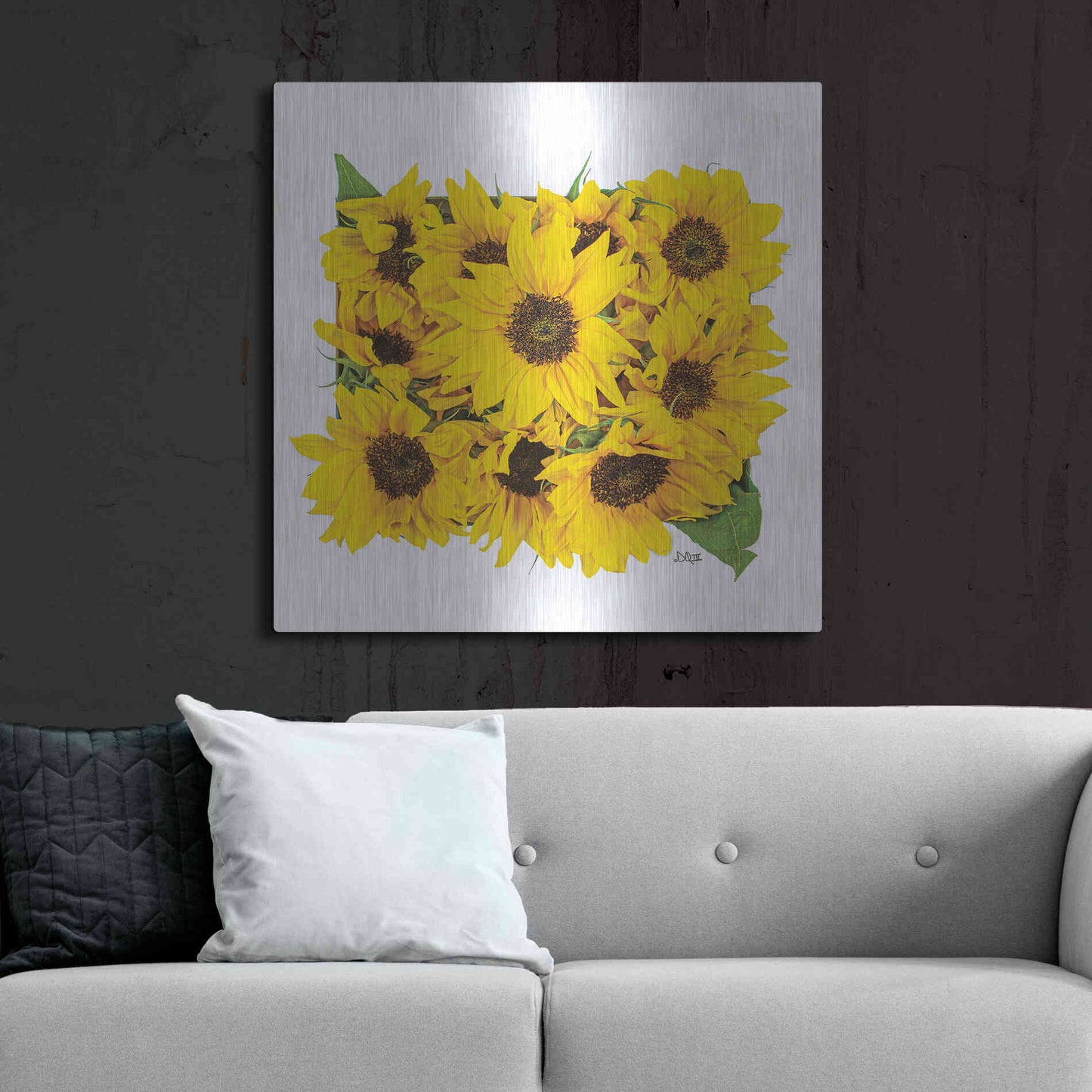 Luxe Metal Art 'Sunflower Bouquet' by Donnie Quillen, Metal Wall Art,36x36