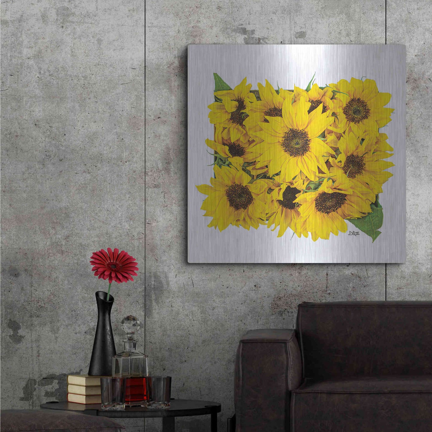 Luxe Metal Art 'Sunflower Bouquet' by Donnie Quillen, Metal Wall Art,36x36