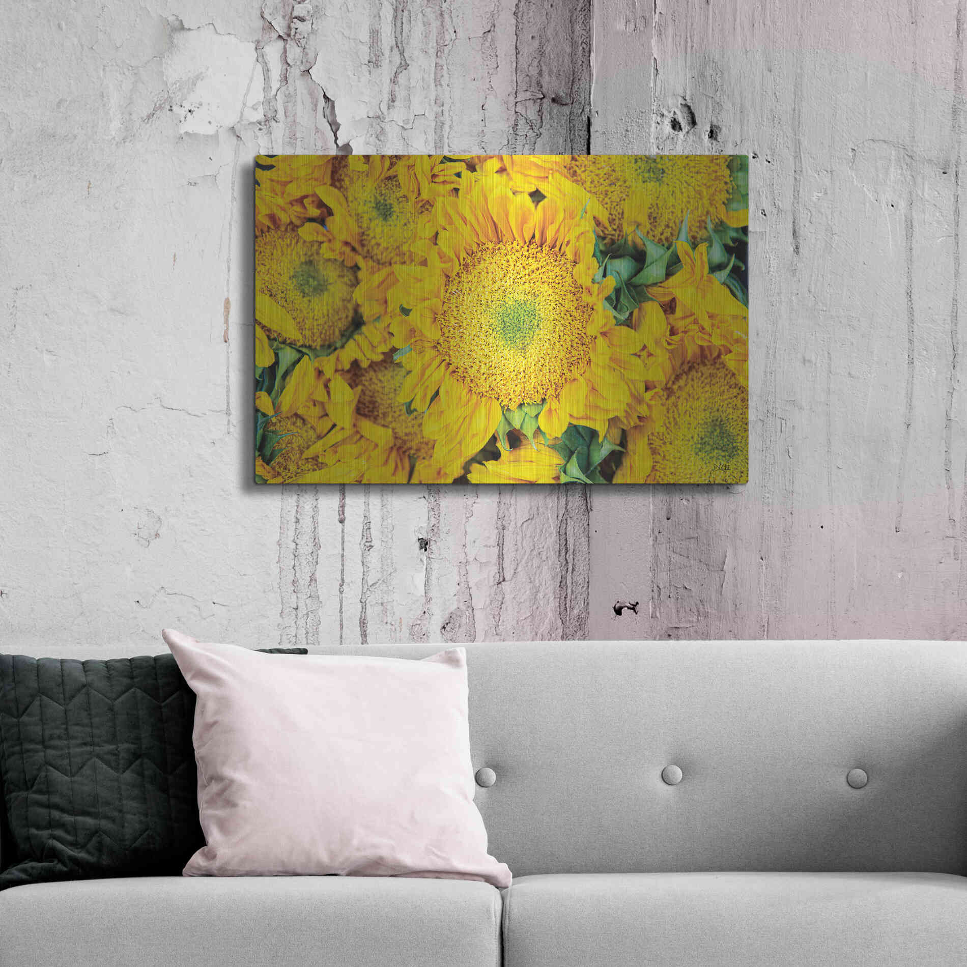 Luxe Metal Art 'Sunflower Summer' by Donnie Quillen, Metal Wall Art,36x24