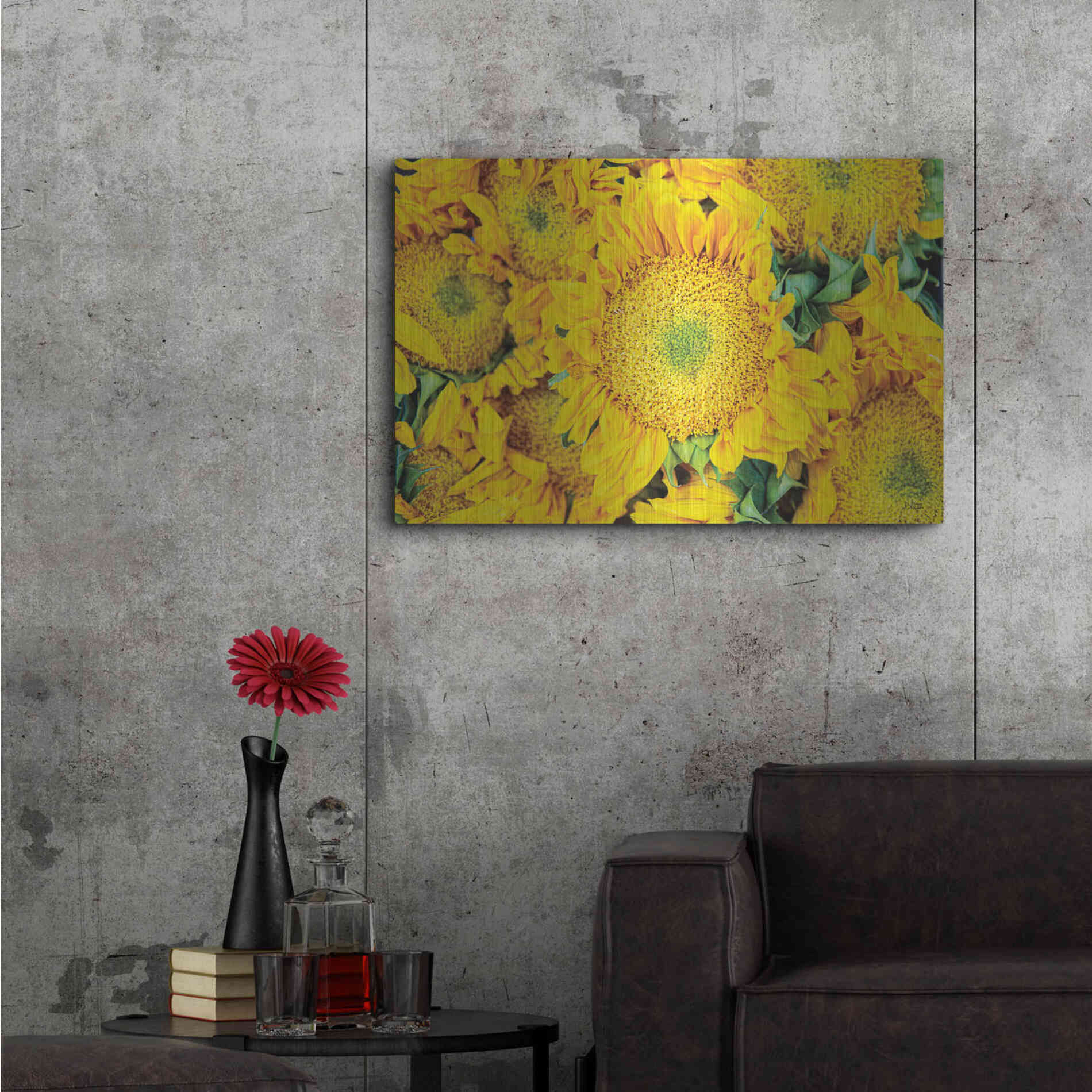 Luxe Metal Art 'Sunflower Summer' by Donnie Quillen, Metal Wall Art,36x24