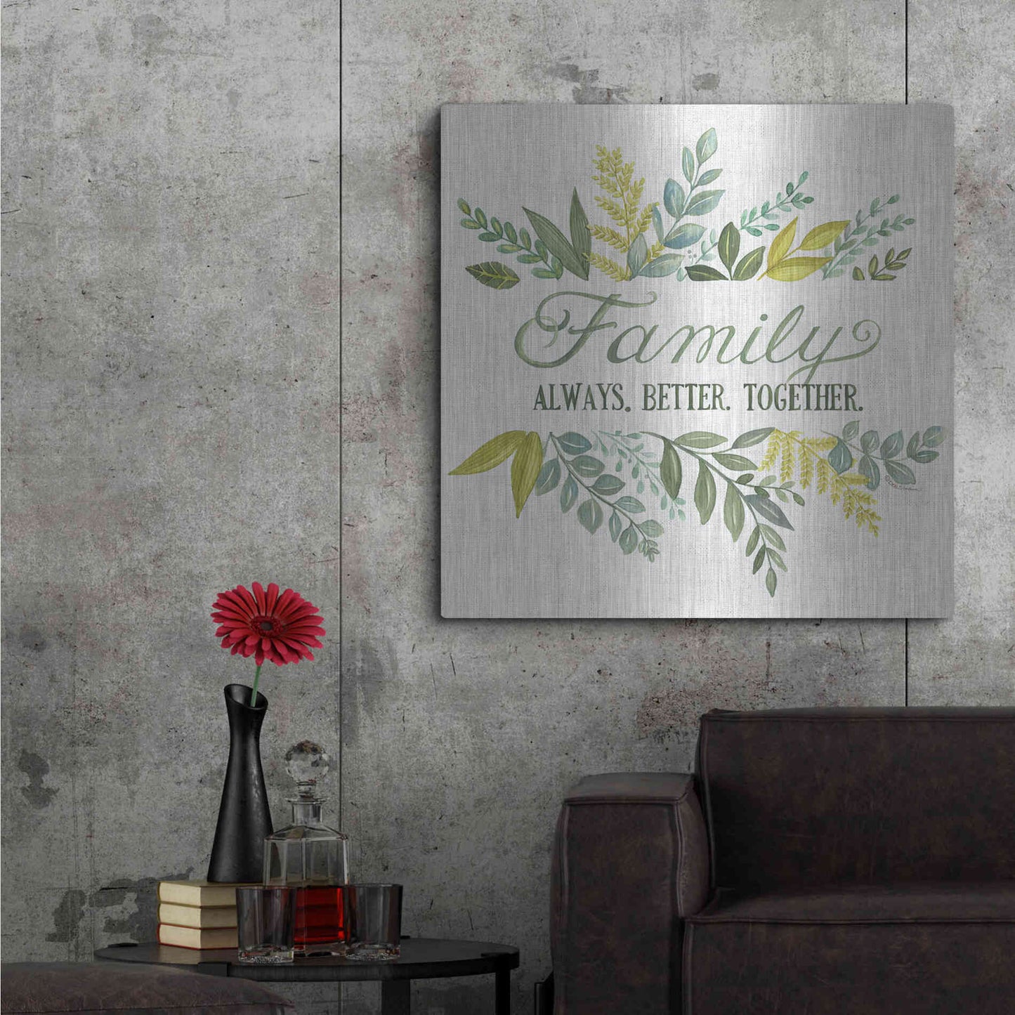 Luxe Metal Art 'Family Always Better Together' by Deb Strain, Metal Wall Art,36x36
