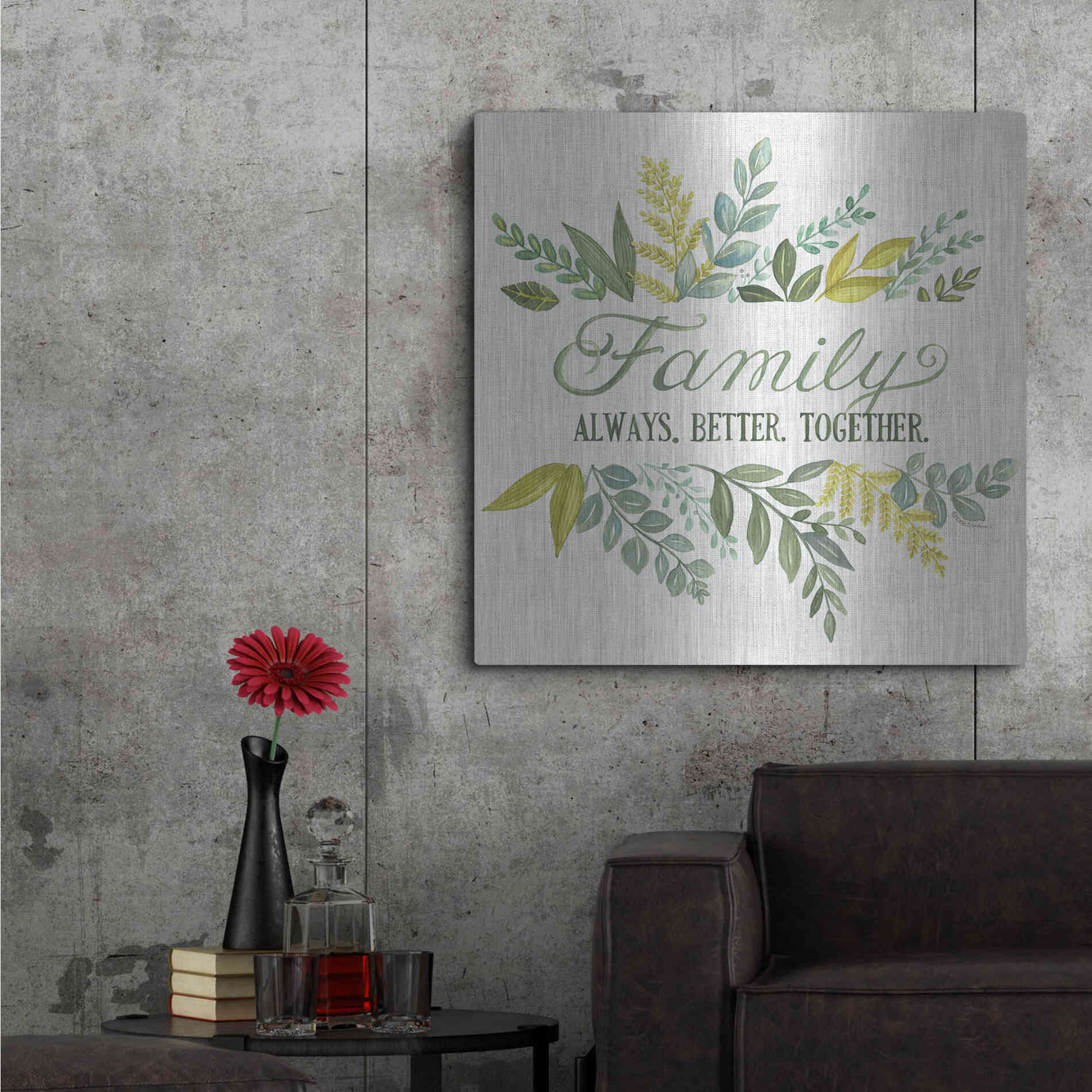 Luxe Metal Art 'Family Always Better Together' by Deb Strain, Metal Wall Art,36x36