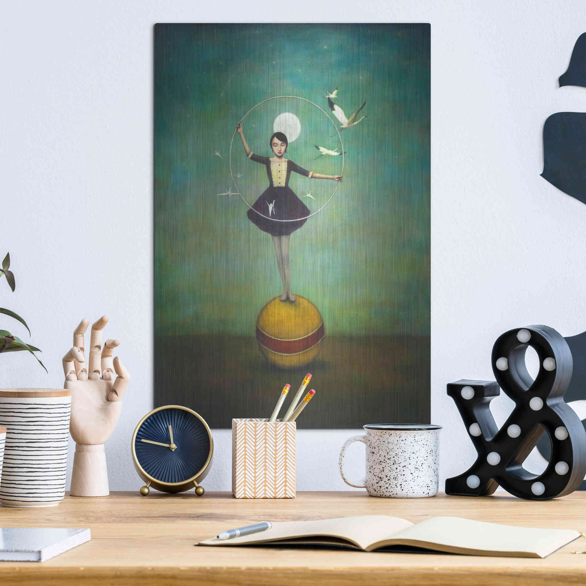 Luxe Metal Art 'Luna's Circle' by Duy Huynh, Metal Wall Art,12x16