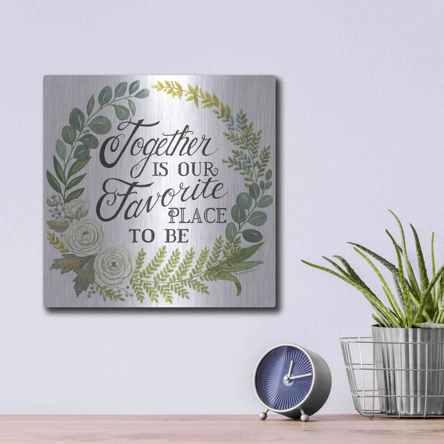 Luxe Metal Art 'Together Is Our Favorite Place To Be' by Deb Strain, Metal Wall Art,12x12