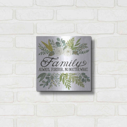 Luxe Metal Art 'Family Always, Forever' by Deb Strain, Metal Wall Art,12x12