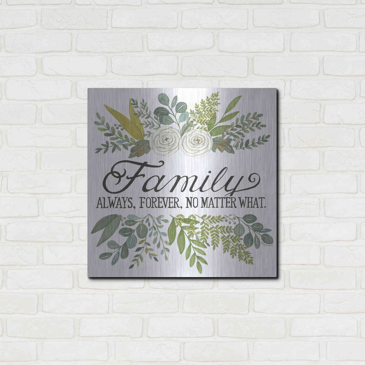 Luxe Metal Art 'Family Always, Forever' by Deb Strain, Metal Wall Art,24x24