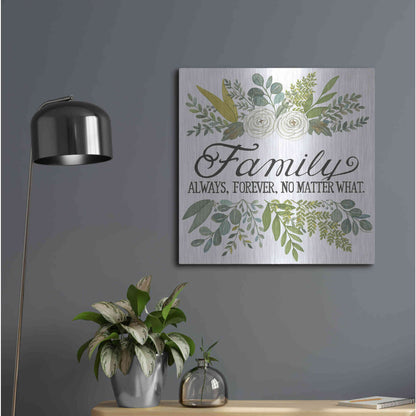 Luxe Metal Art 'Family Always, Forever' by Deb Strain, Metal Wall Art,24x24