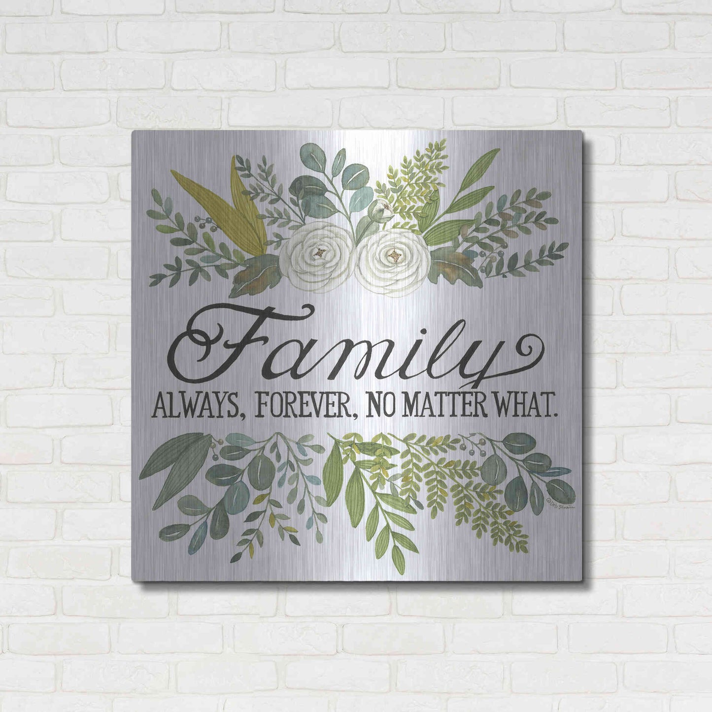 Luxe Metal Art 'Family Always, Forever' by Deb Strain, Metal Wall Art,36x36